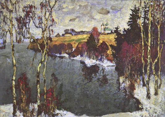 A Gray Day, vintage artwork by Konstantin Gorbatov, 12x8" (A4) Poster
