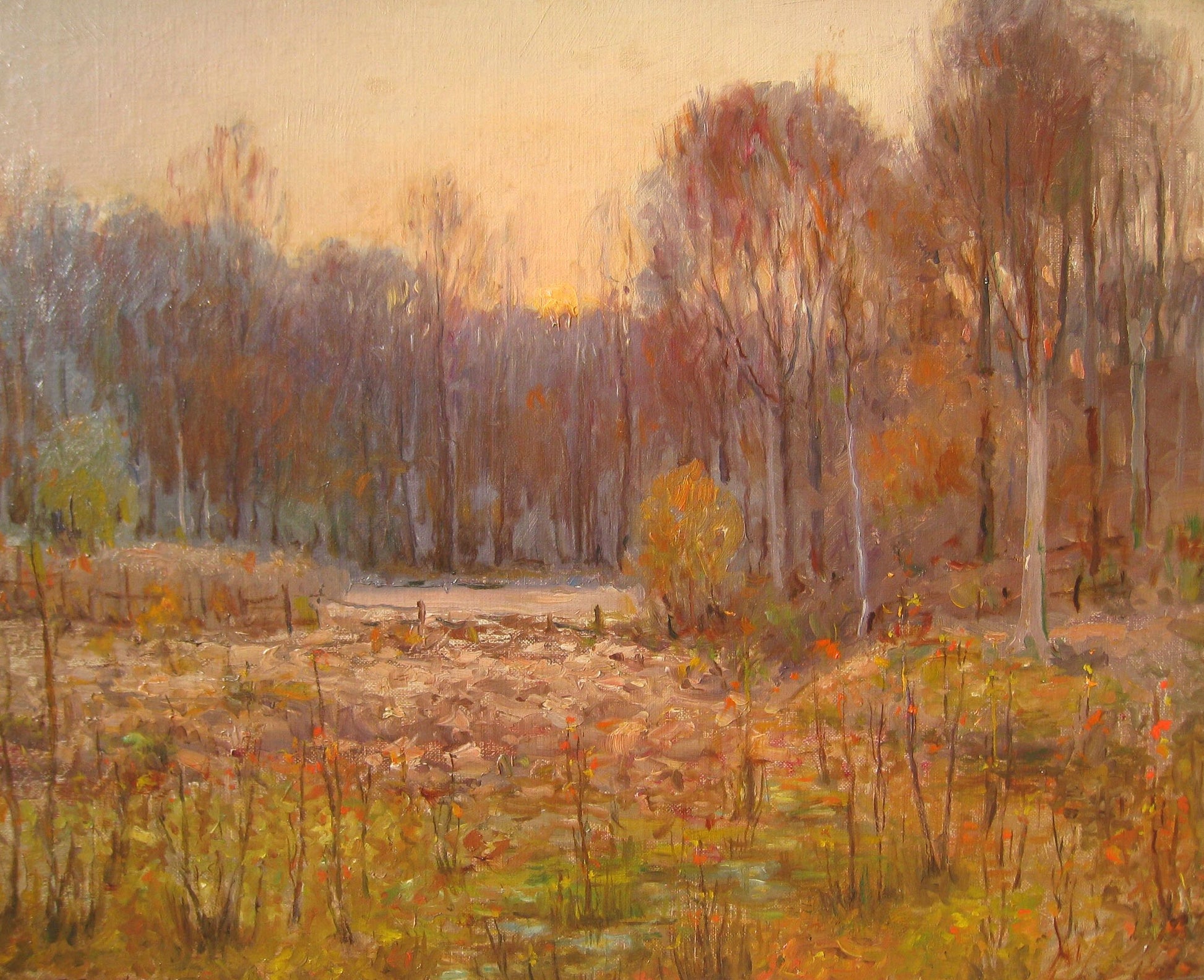 Autumn Sunrise, vintage artwork by John Elwood Bundy, 12x8" (A4) Poster