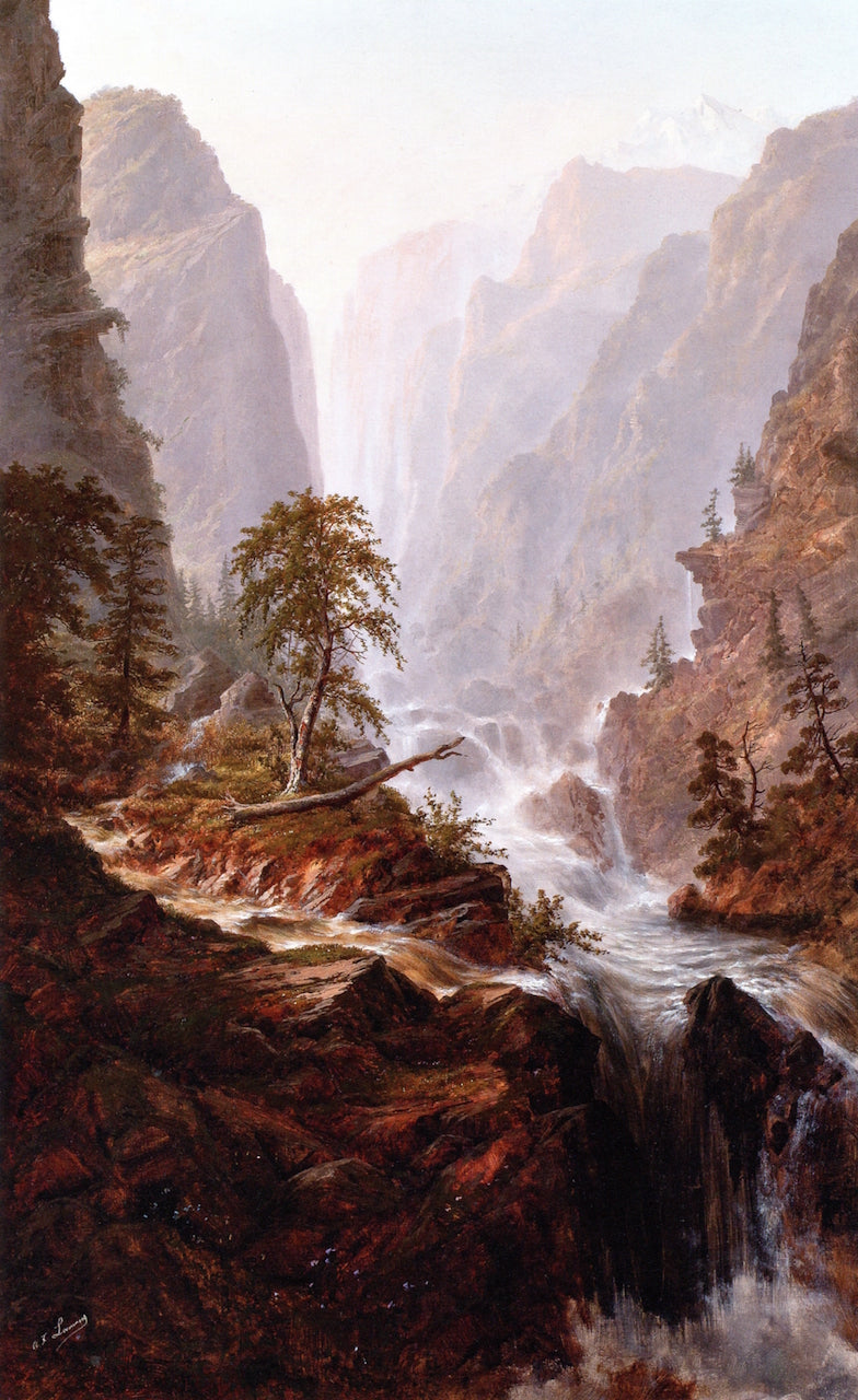 Cleft between High Mountains, vintage artwork by Alexander François Loemans, A3 (16x12") Poster Print