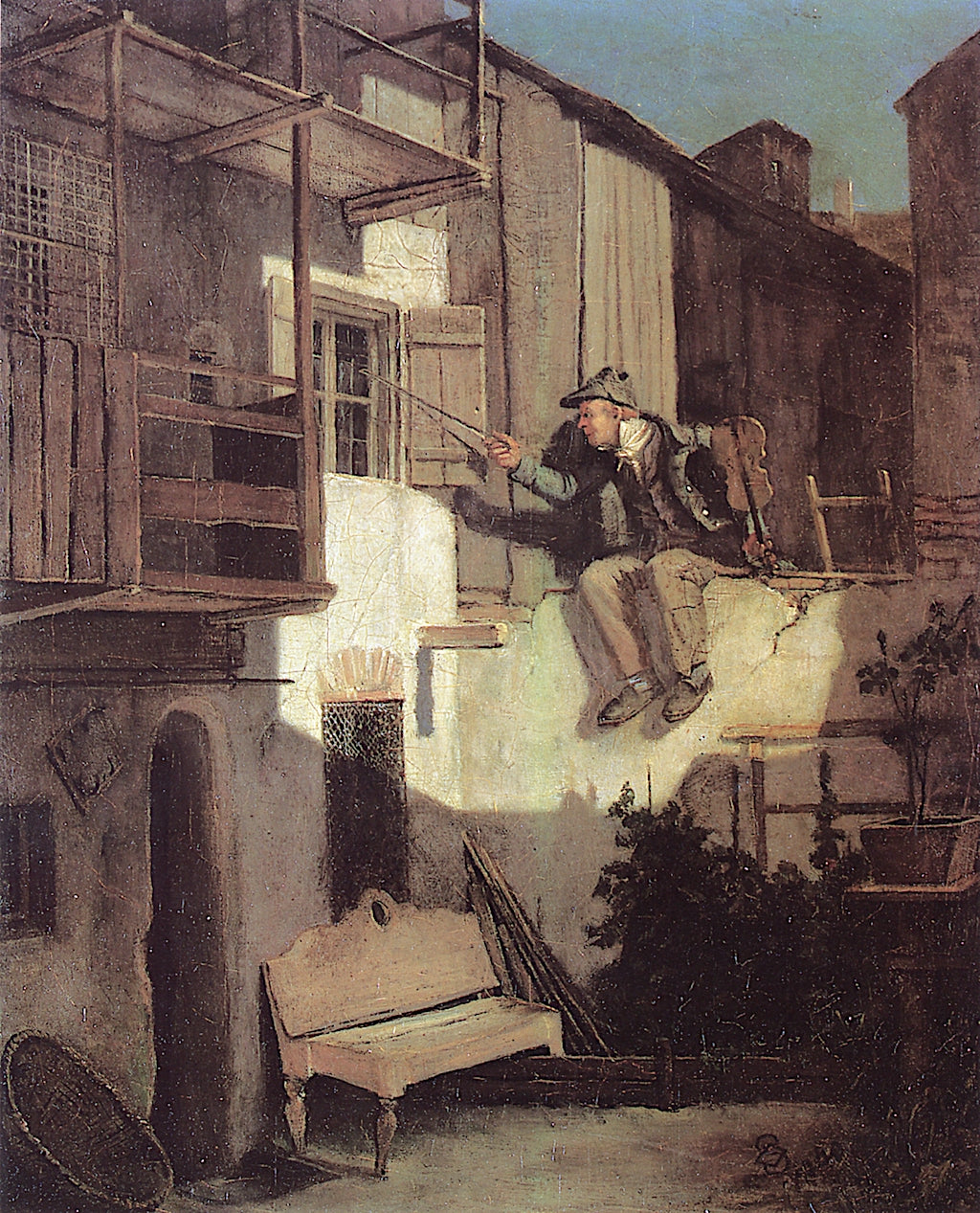 Standing in the Moonlight, vintage artwork by Carl Spitzweg, A3 (16x12") Poster Print