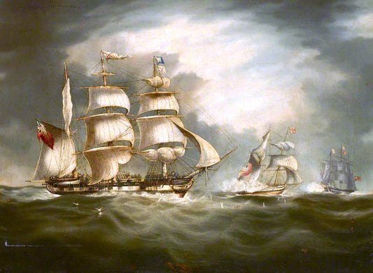 Capture of the 'Gypsy', 30 April 1812, vintage artwork by Attributed to Thomas Buttersworth, 12x8" (A4) Poster
