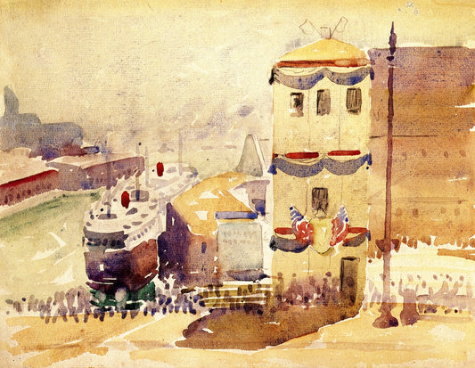Grand Opening Michigan Avenue Bridge, vintage artwork by Albert Henry Krehbiel, 12x8" (A4) Poster