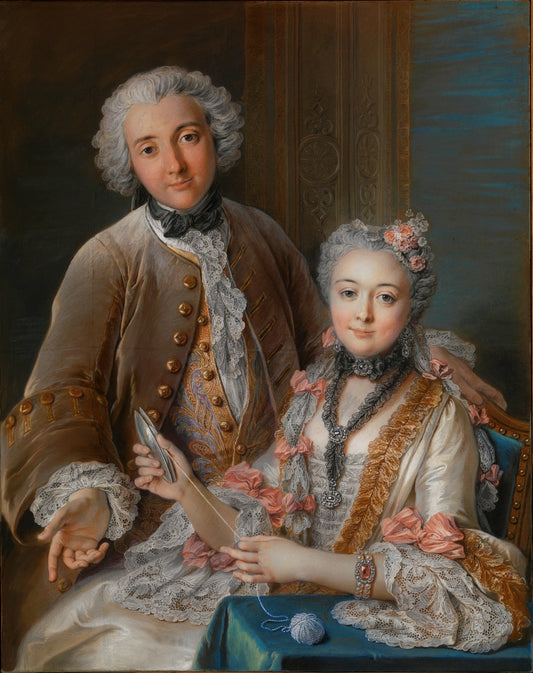 Double Portrait Presumed to Represent François de Jullienne and Marie Élisabeth de Sere de Rieux, vintage artwork by Charles-Antoine Coypel IV, 12x8" (A4) Poster