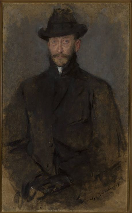 Portrait of Anton Kamieński, vintage artwork by Olga Boznańska, 12x8" (A4) Poster