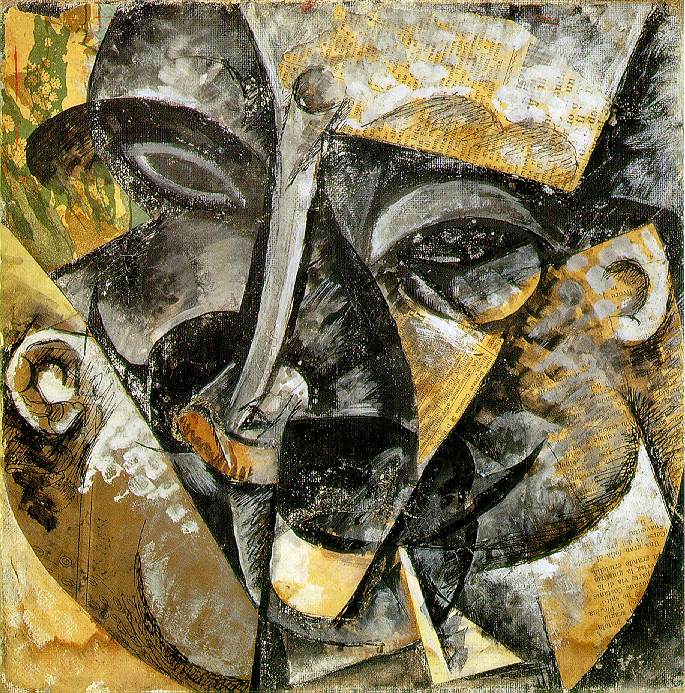 Dynamism of a man's head, vintage artwork by Umberto Boccioni, 12x8" (A4) Poster