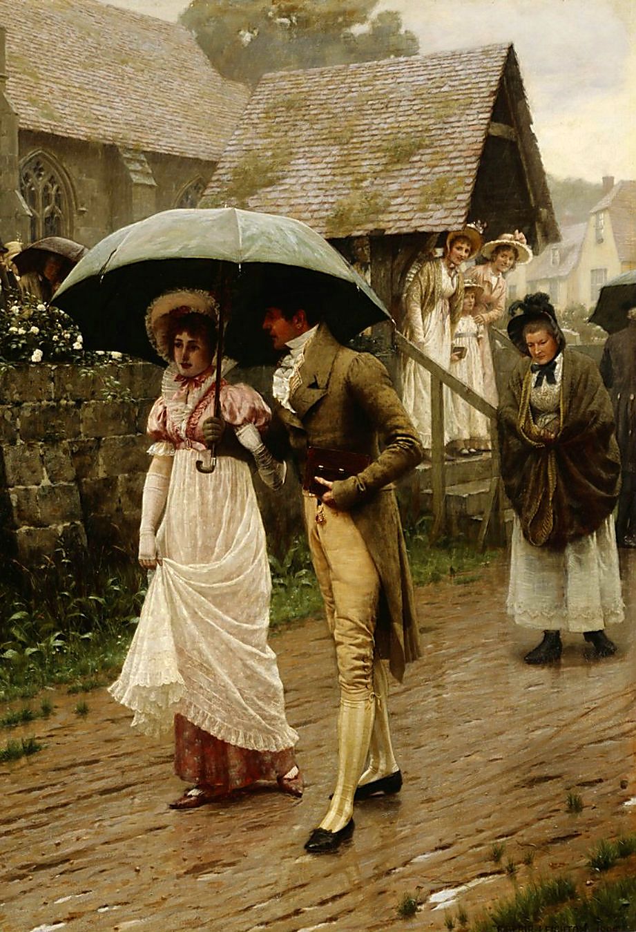 A Wet Sunday Morning, vintage artwork by Edmund Blair Leighton, 12x8" (A4) Poster