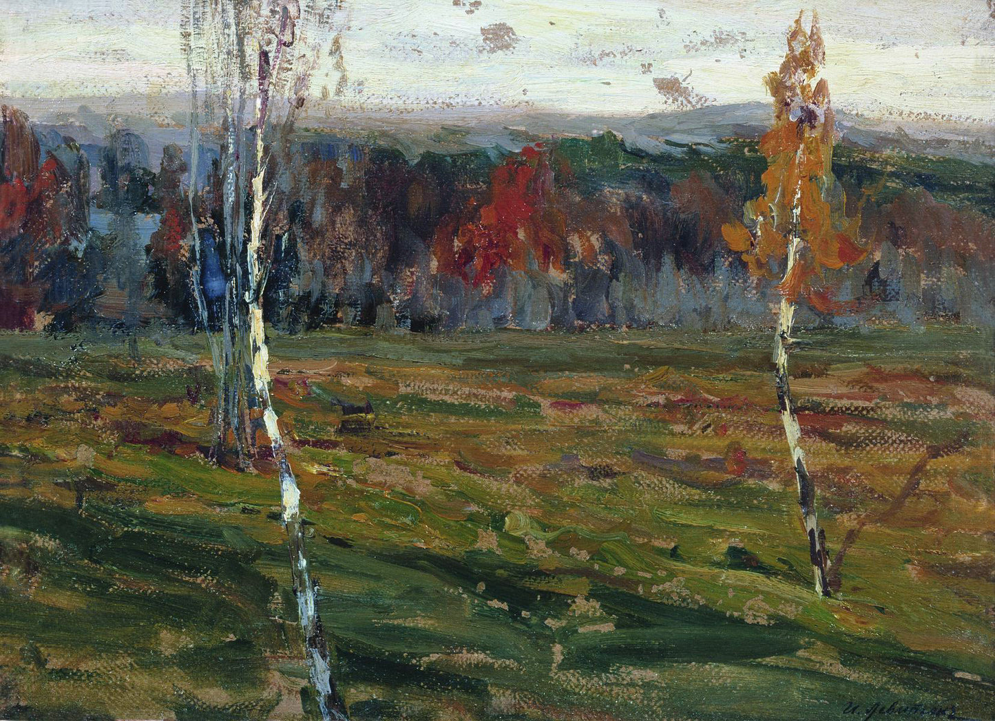Autumn. Birches, vintage artwork by Isaak Levitan, 12x8" (A4) Poster
