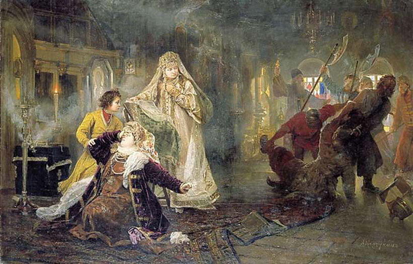 Streltsy Mutiny in Moscow in 1682, vintage artwork by Alexei Korzukhin, 12x8" (A4) Poster