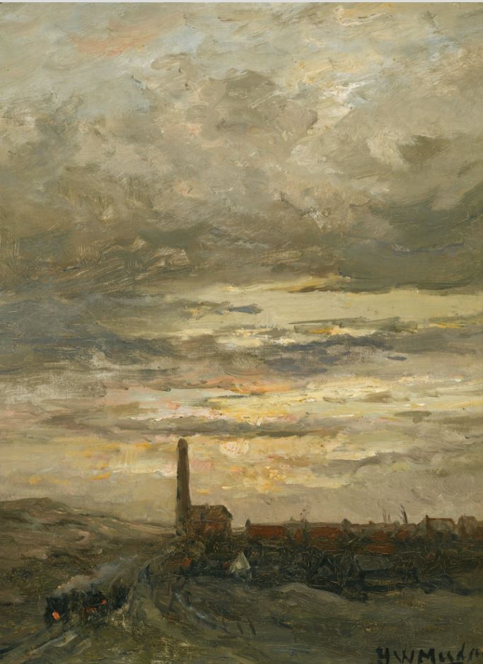 Village at Dusk, vintage artwork by Hendrik Willem Mesdag, 12x8" (A4) Poster