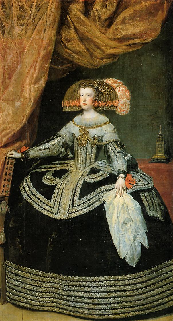 Mariana of Austria, Queen of Spain, vintage artwork by Diego Velázquez, 12x8" (A4) Poster