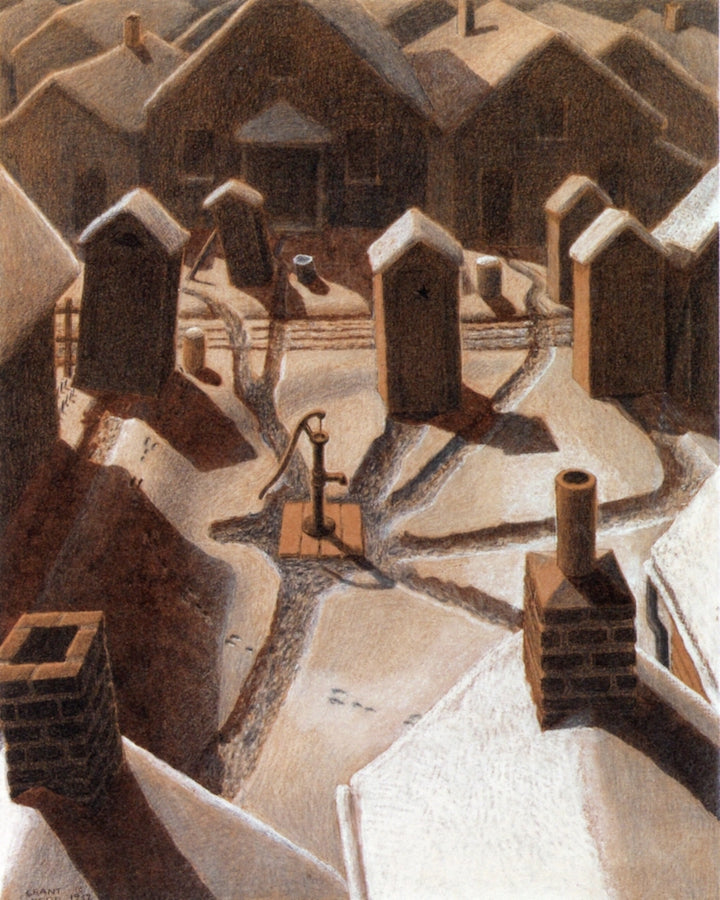 Village Slum, vintage artwork by Grant Wood, 12x8" (A4) Poster