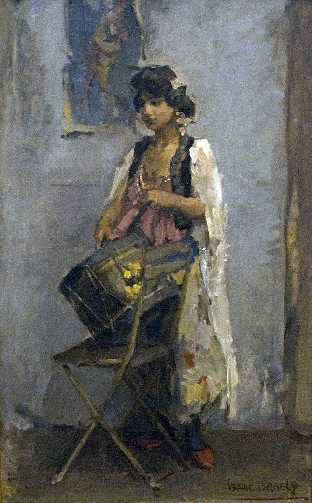 Drummer Girl, vintage artwork by Isaac Israels, 12x8" (A4) Poster