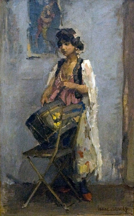 Drummer Girl, vintage artwork by Isaac Israels, 12x8" (A4) Poster