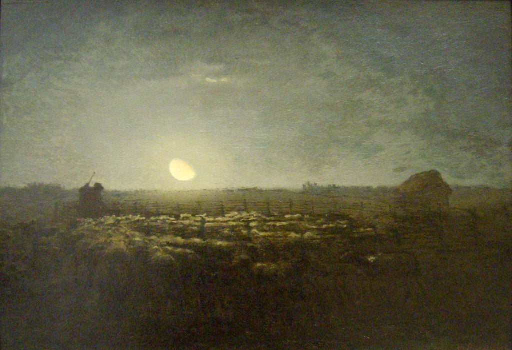 Le parc au moutons à clair de lune, vintage artwork by Jean-François Millet, A3 (16x12") Poster Print