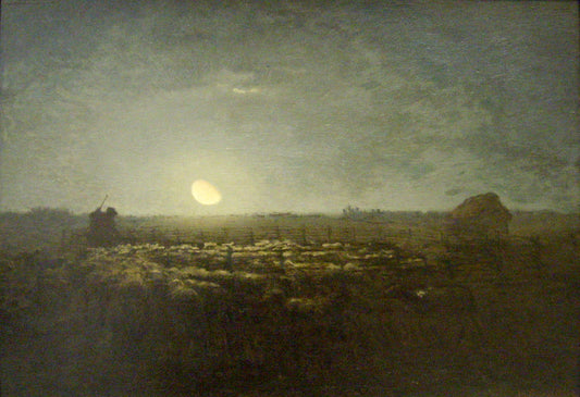 Le parc au moutons à clair de lune, vintage artwork by Jean-François Millet, A3 (16x12") Poster Print