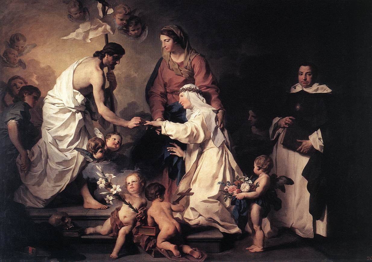 The Marriage of St Catherine, vintage artwork by Pierre Subleyras, 12x8" (A4) Poster