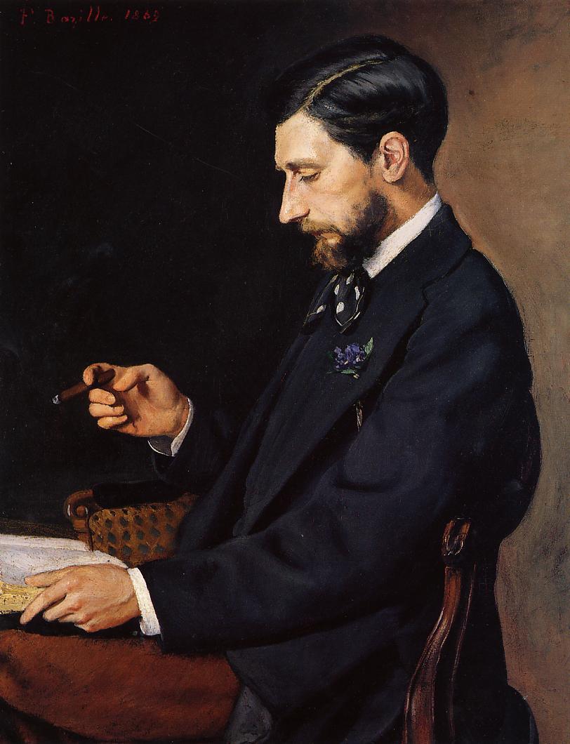 Portrait of Edmond Maitre, vintage artwork by Jean Frederic Bazille, 12x8" (A4) Poster