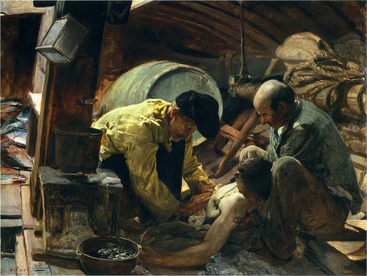 And They Still Say Fish is Expensive, vintage artwork by Joaquin Sorolla y Bastida, 12x8" (A4) Poster