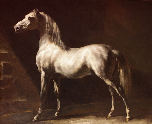 Grey Horse or Study of a White Horse, vintage artwork by Theodore Gericault, 12x8" (A4) Poster