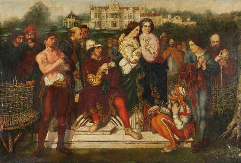 Orlando about to Engage with Charles the Wrestler (from William Shakespeare's 'As You Like It'), vintage artwork by Charles Hunt, Sr., A3 (16x12") Poster Print