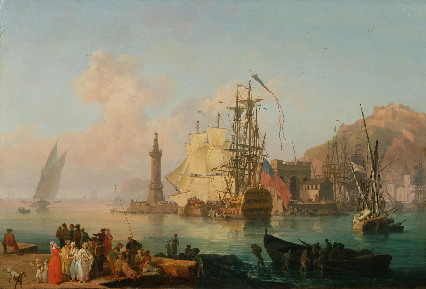 Imaginary view of the harbour of Naples, vintage artwork by Pierre-Jacques Volaire, 12x8" (A4) Poster