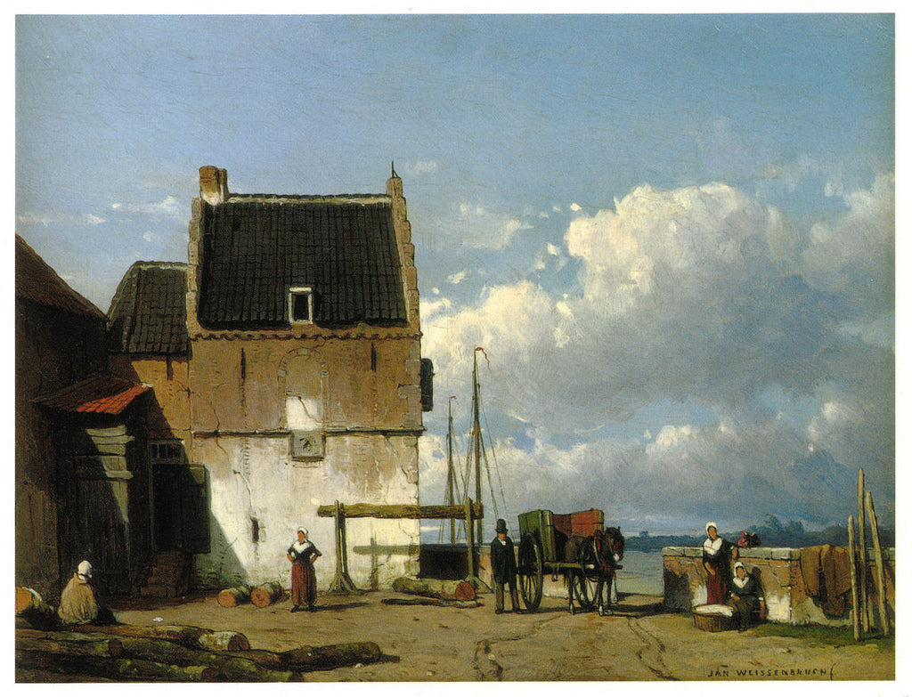 View of the Old Harbour and Bottelpoort in Nijmegen, vintage artwork by Johannes 'Jan' Weissenbruch, 12x8" (A4) Poster