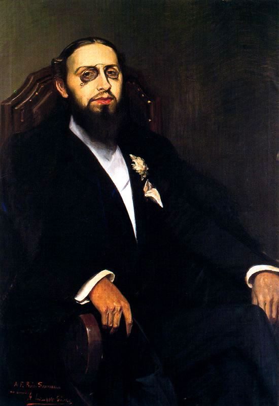 Portrait of Francisco Ruiz Santaella, vintage artwork by Adolfo Lozano Sidro, 12x8" (A4) Poster