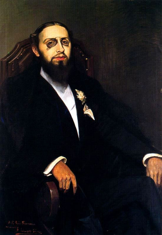 Portrait of Francisco Ruiz Santaella, vintage artwork by Adolfo Lozano Sidro, 12x8" (A4) Poster