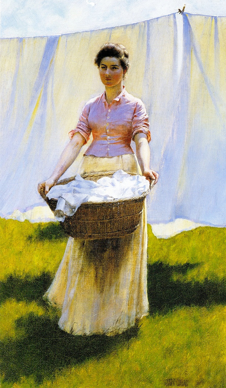 Hanging Out the Clothes by Charles Courtney Curran,A3(16x12")Poster