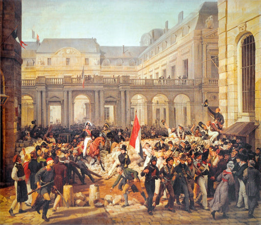 The King of the French leaves the Palace and goes to the Town Hall, vintage artwork by Horace Vernet, A3 (16x12") Poster Print