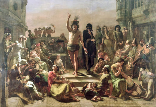 Soloman Eagle Exhorting the People to Repentance, during the Plague of the Year 1665, vintage artwork by Paul Falconer Poole, R.A., R. I., A3 (16x12") Poster Print