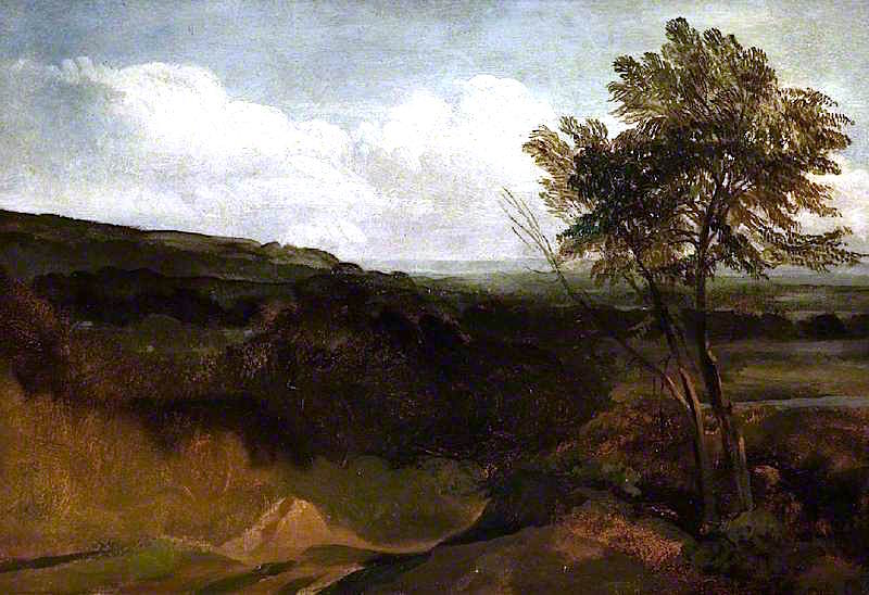 Landscape Study, vintage artwork by Peter de Wint, 12x8" (A4) Poster