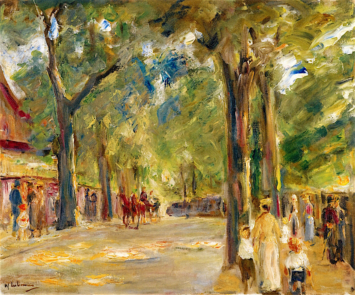 Figures on the Grosse Seestrasse in Wannsee, vintage artwork by Max Liebermann, 12x8" (A4) Poster
