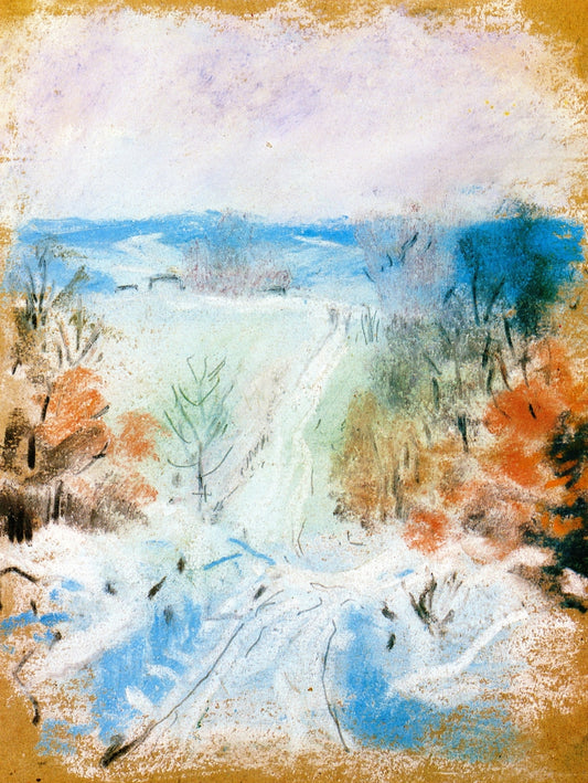 Down Hill in Winter, vintage artwork by Albert Henry Krehbiel, 12x8" (A4) Poster