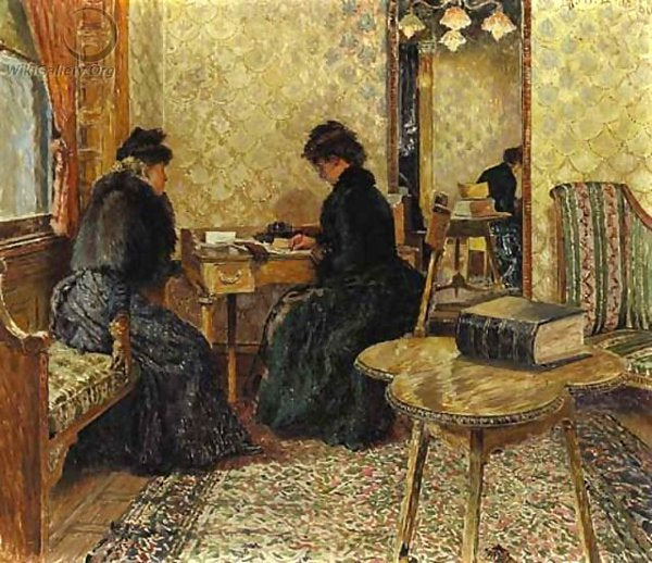 The Waiting Room, vintage artwork by Otto Henry Bacher, 12x8" (A4) Poster