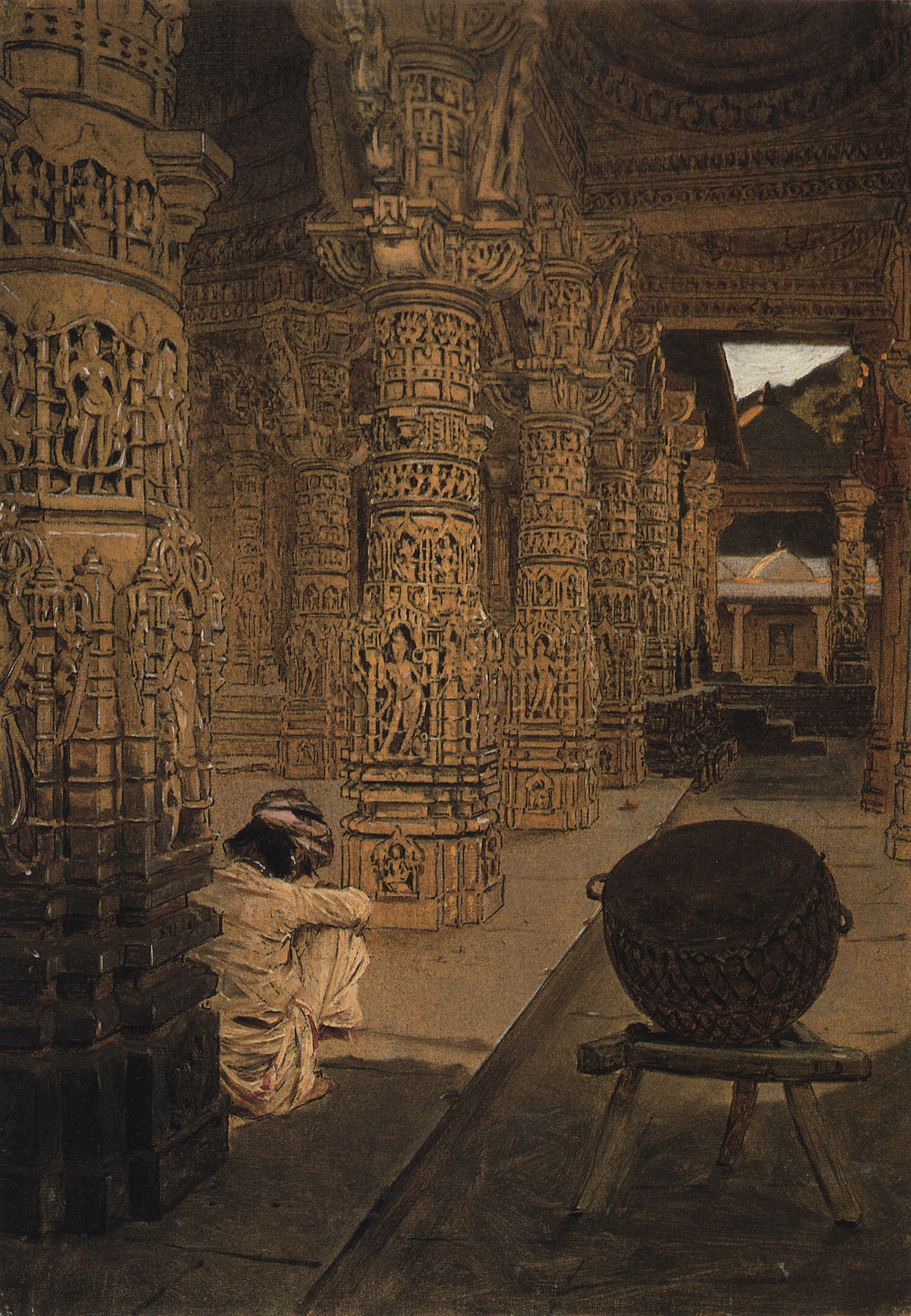 Columns in the Temple on Mount Abu, vintage artwork by Vasily Vasilevich Vereshchagin, 12x8" (A4) Poster