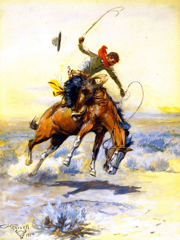 The Bucker by Charles Marion Russell,A3(16x12