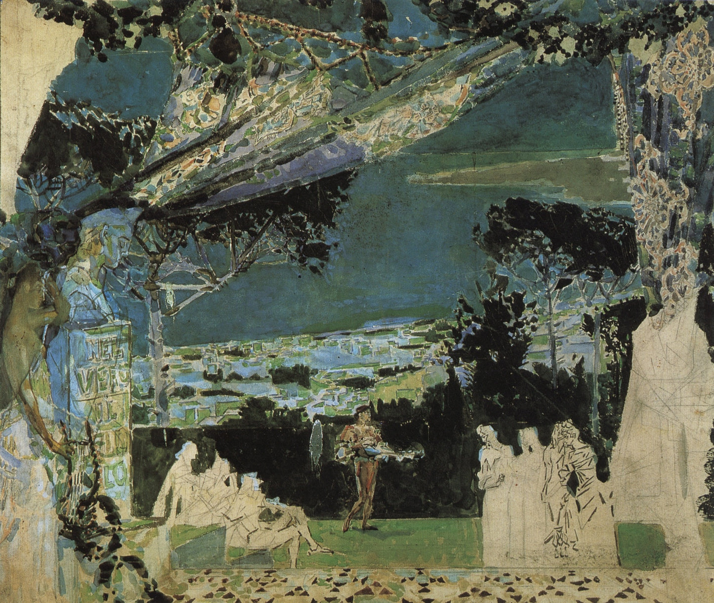 Night in Naples, vintage artwork by Mikhail Vrubel, 12x8" (A4) Poster