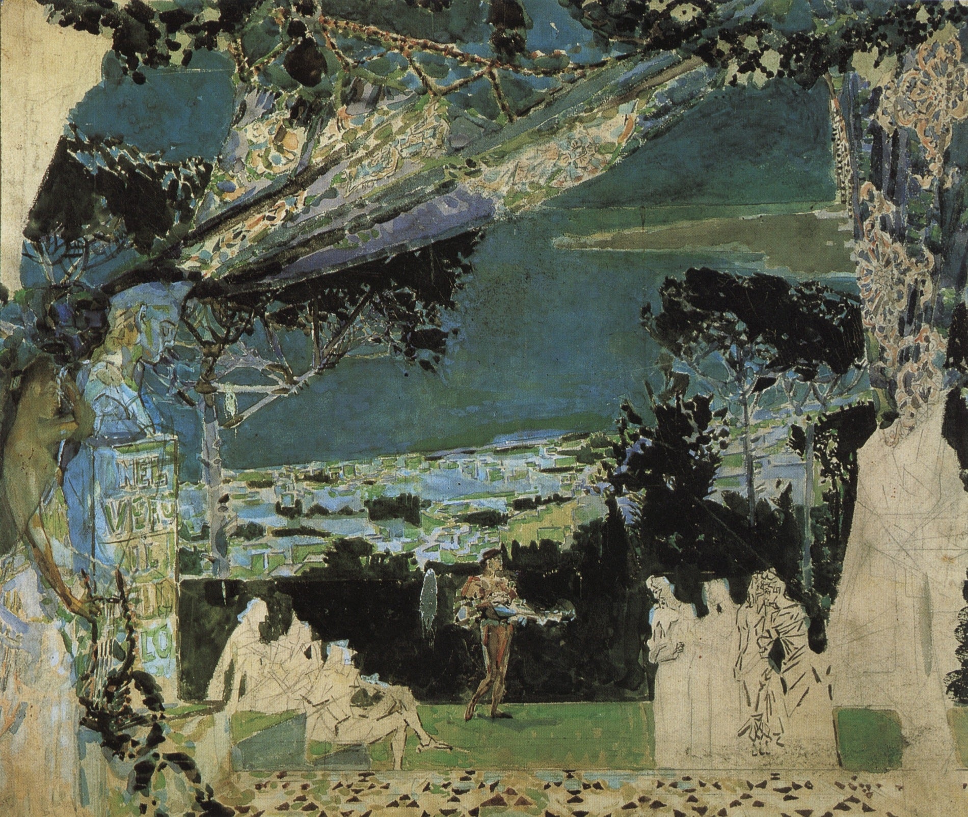Night in Naples, vintage artwork by Mikhail Vrubel, 12x8" (A4) Poster