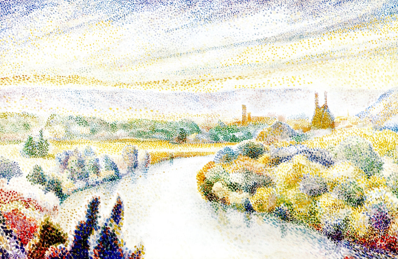 The Seine at Mantes, vintage artwork by Hippolyte Petitjean, 12x8" (A4) Poster