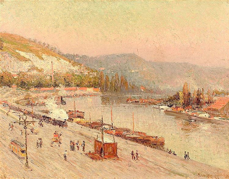 The Seine at Rouen by Narcisse Guilbert,16x12(A3) Poster