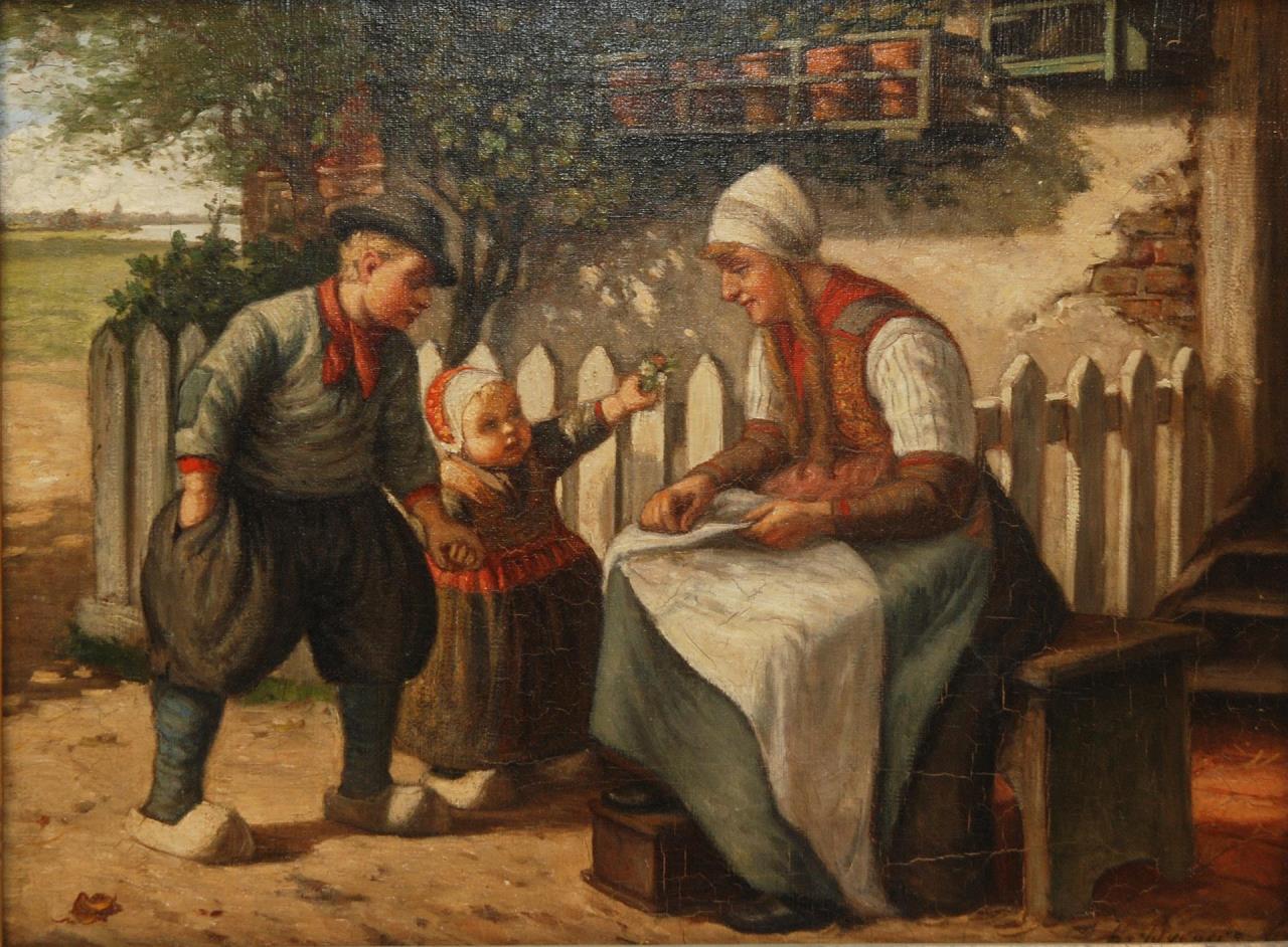 Island of Urk Fisher Folks, vintage artwork by Hendricus-Jacobus Burgers, 12x8" (A4) Poster