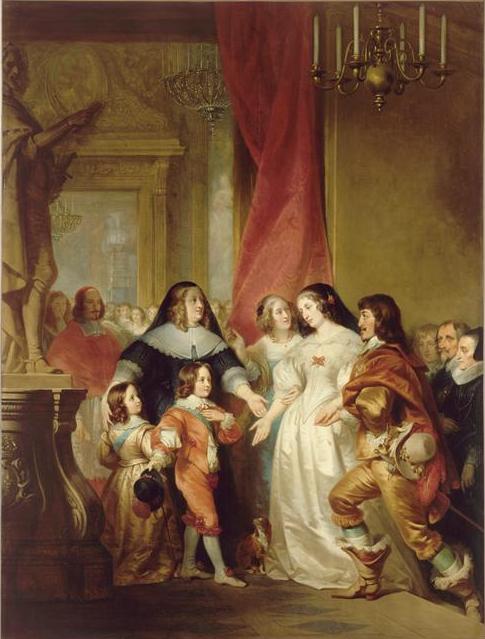 Duke of Orleans Presents His Sister Queen Henrietta Maria of England to Anne of Austria, vintage artwork by Henri Decaisne, A3 (16x12") Poster Print