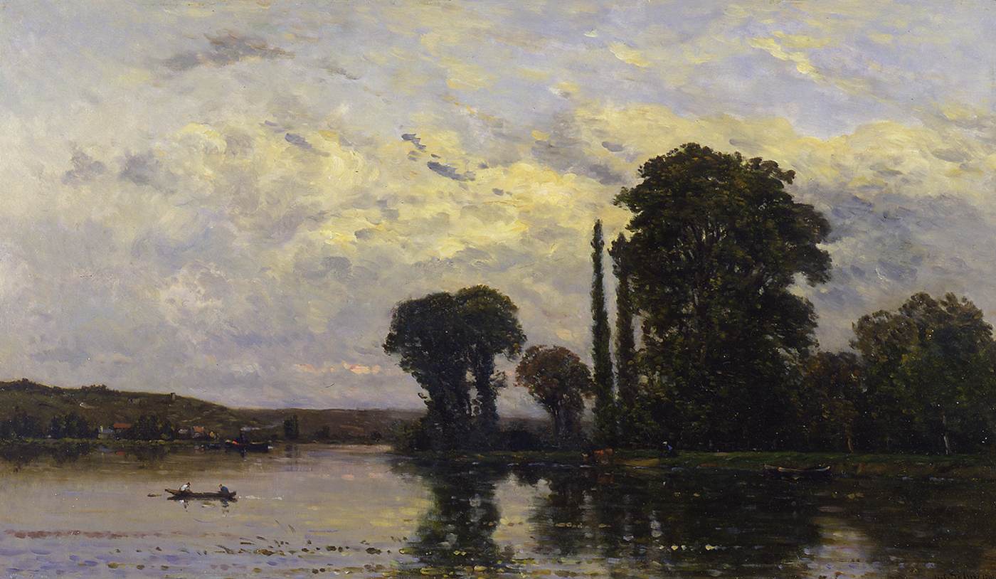 The Seine at Rangiport, vintage artwork by Hippolyte-Camille Delpy, 12x8" (A4) Poster