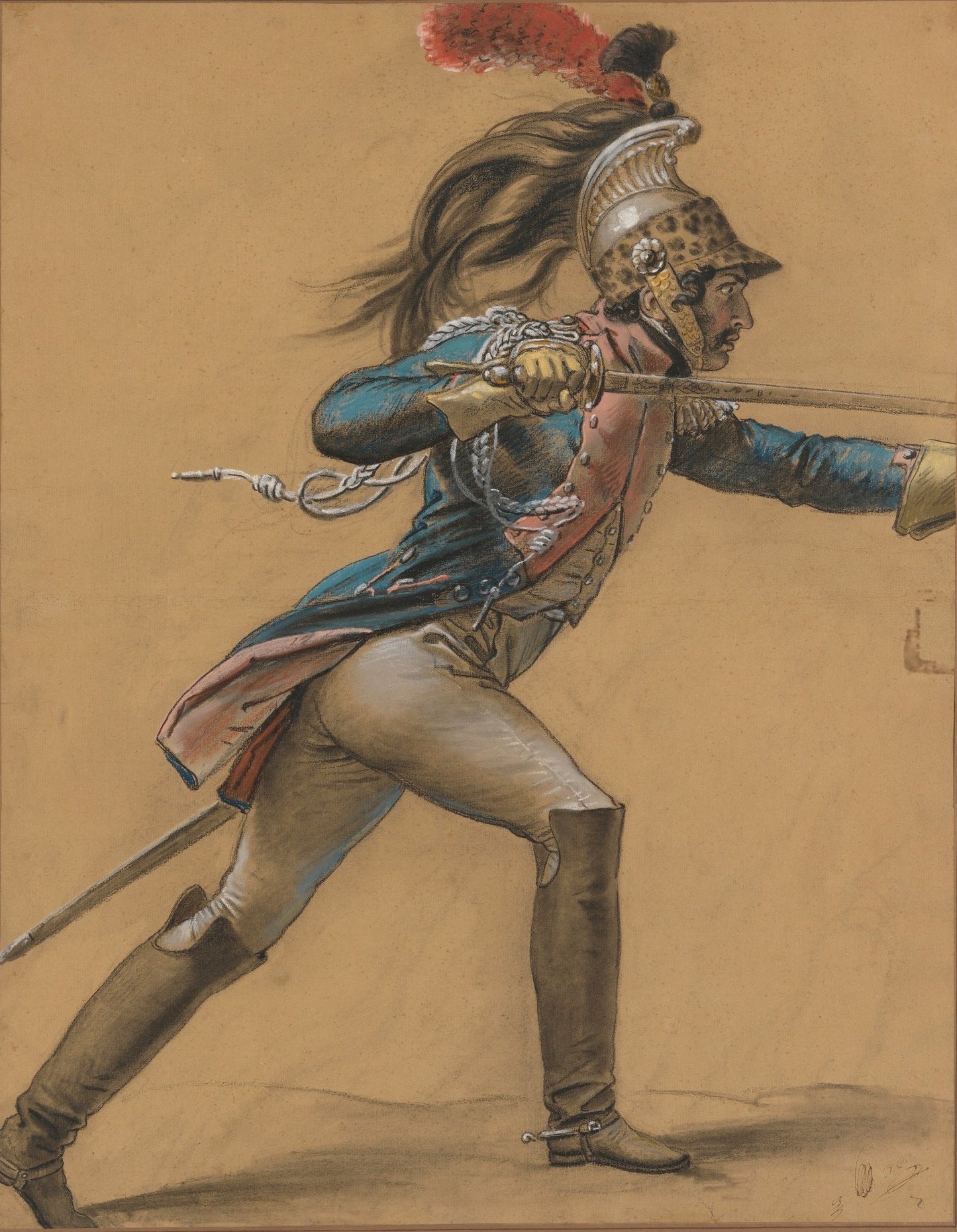 A French Dragoon, Study for ''The Revolt of Cairo'', vintage artwork by Anne-Louis Girodet de Roussy-Trioson, 12x8" (A4) Poster