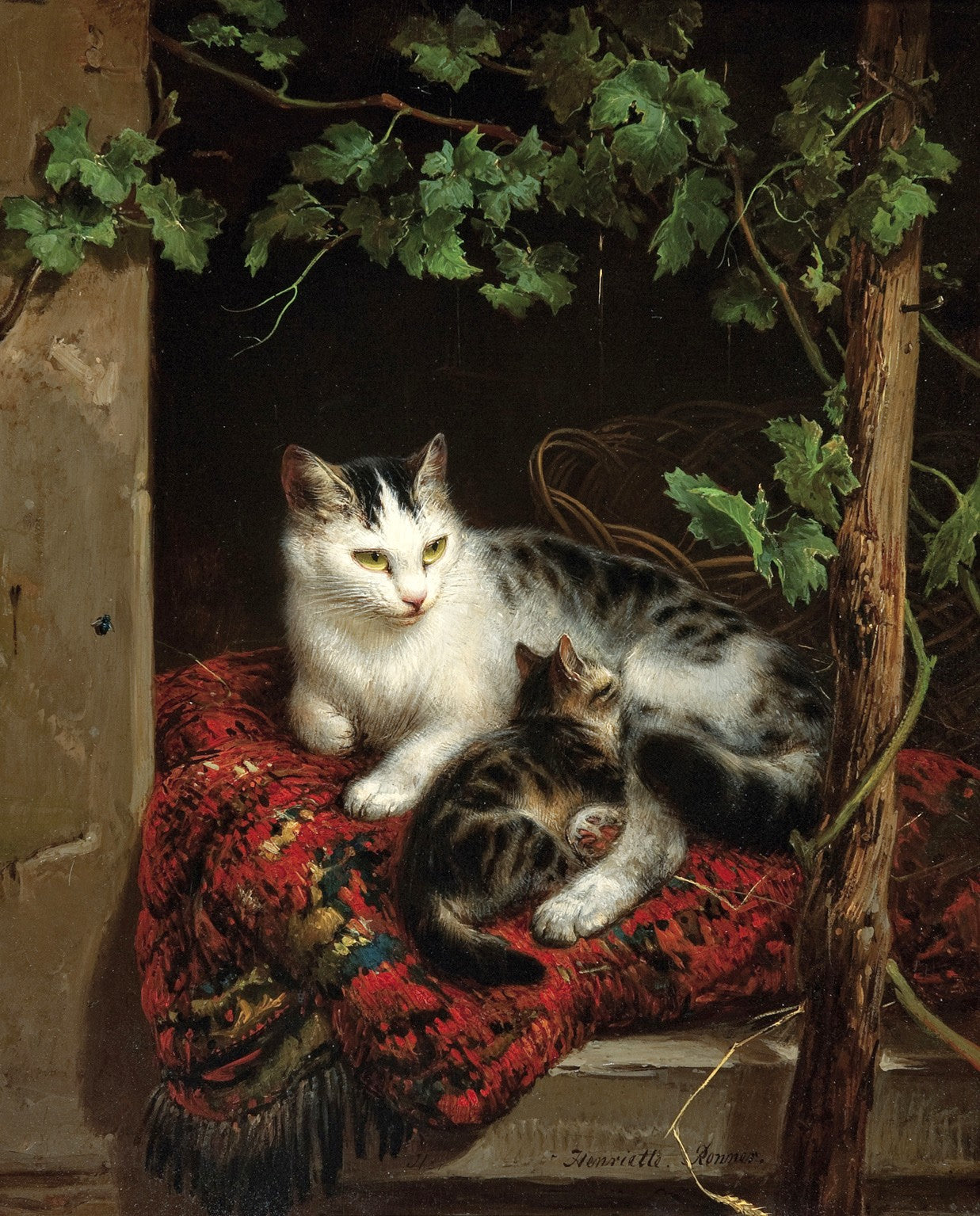 Cat with Kitten, vintage artwork by Henriette Ronner-Knip, A3 (16x12") Poster Print