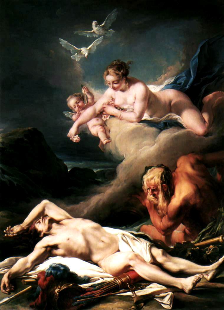 Hector Exposed on the Banks of the Xanthus River, vintage artwork by Jean-Baptiste Deshays de Colleville, 12x8" (A4) Poster