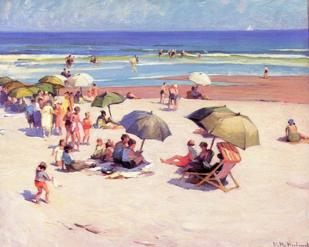 Bathers on a Beach by Mabel May Woodward,16x12(A3) Poster
