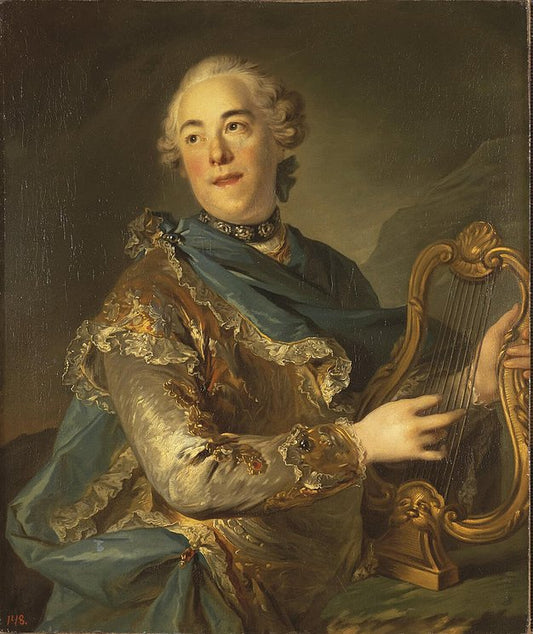 Portrait de Pierre de Jelyotte as Apollo, vintage artwork by Louis Tocque, 12x8" (A4) Poster