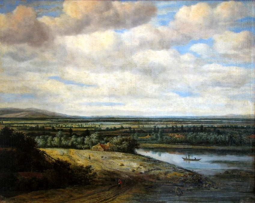 Flat Dutch Landscape, vintage artwork by Philips Koninck, 12x8" (A4) Poster